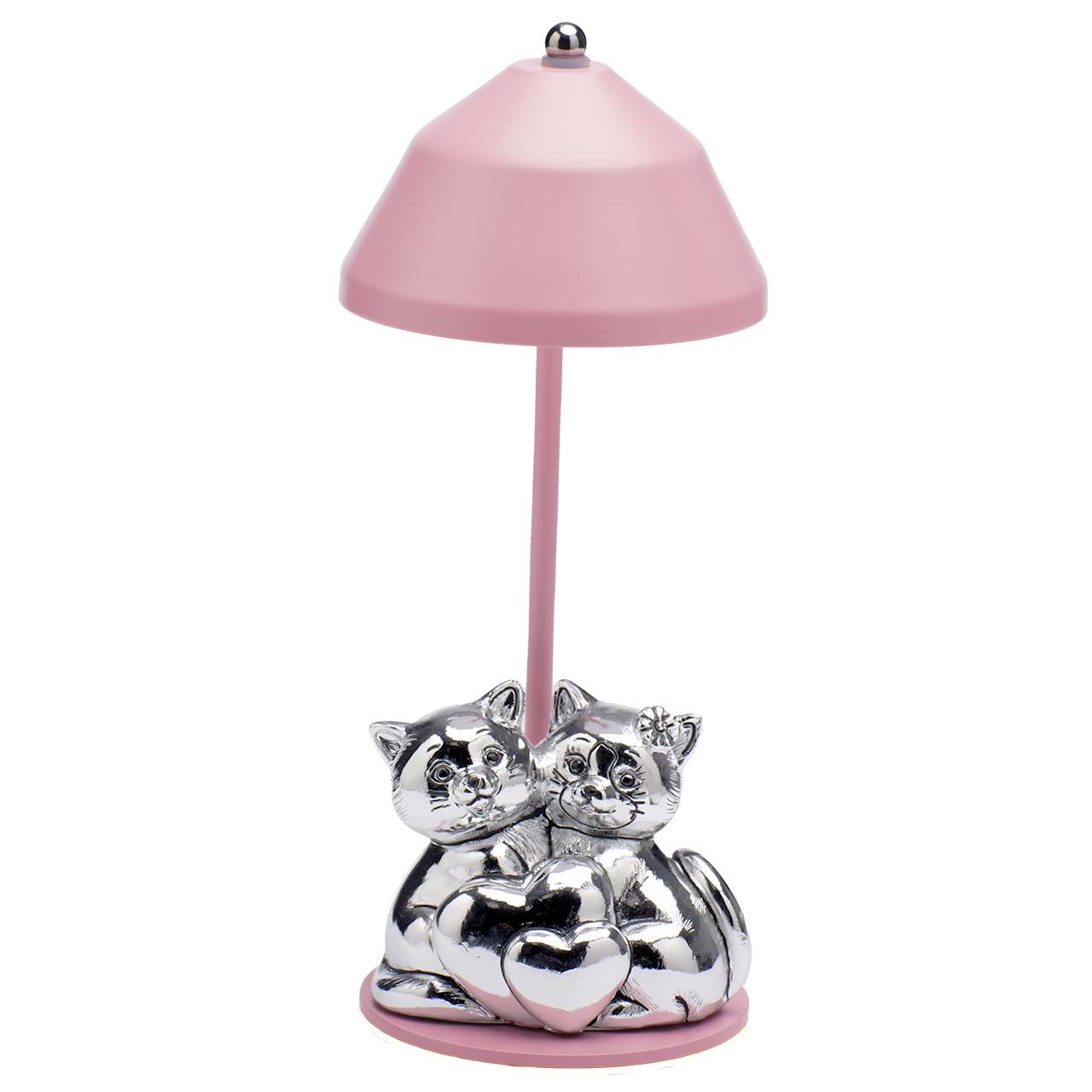 LAMPADA CON CARICA USB E COPPIA GATTI - ROSA